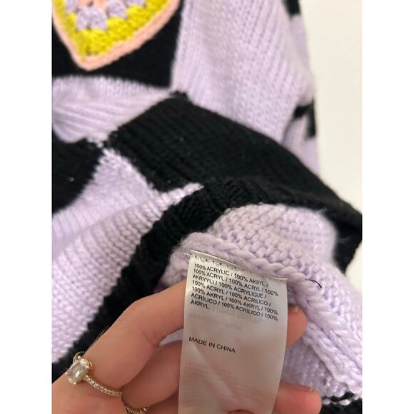 Ragged Priest Buddy Hearts Knitted Crochet Jumper Sz Medium Grunge - Picture 4 of 11